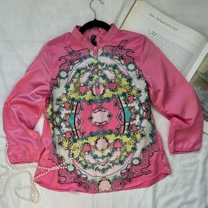 3/50$Vibrant Pink Patterned Women's Blouse
